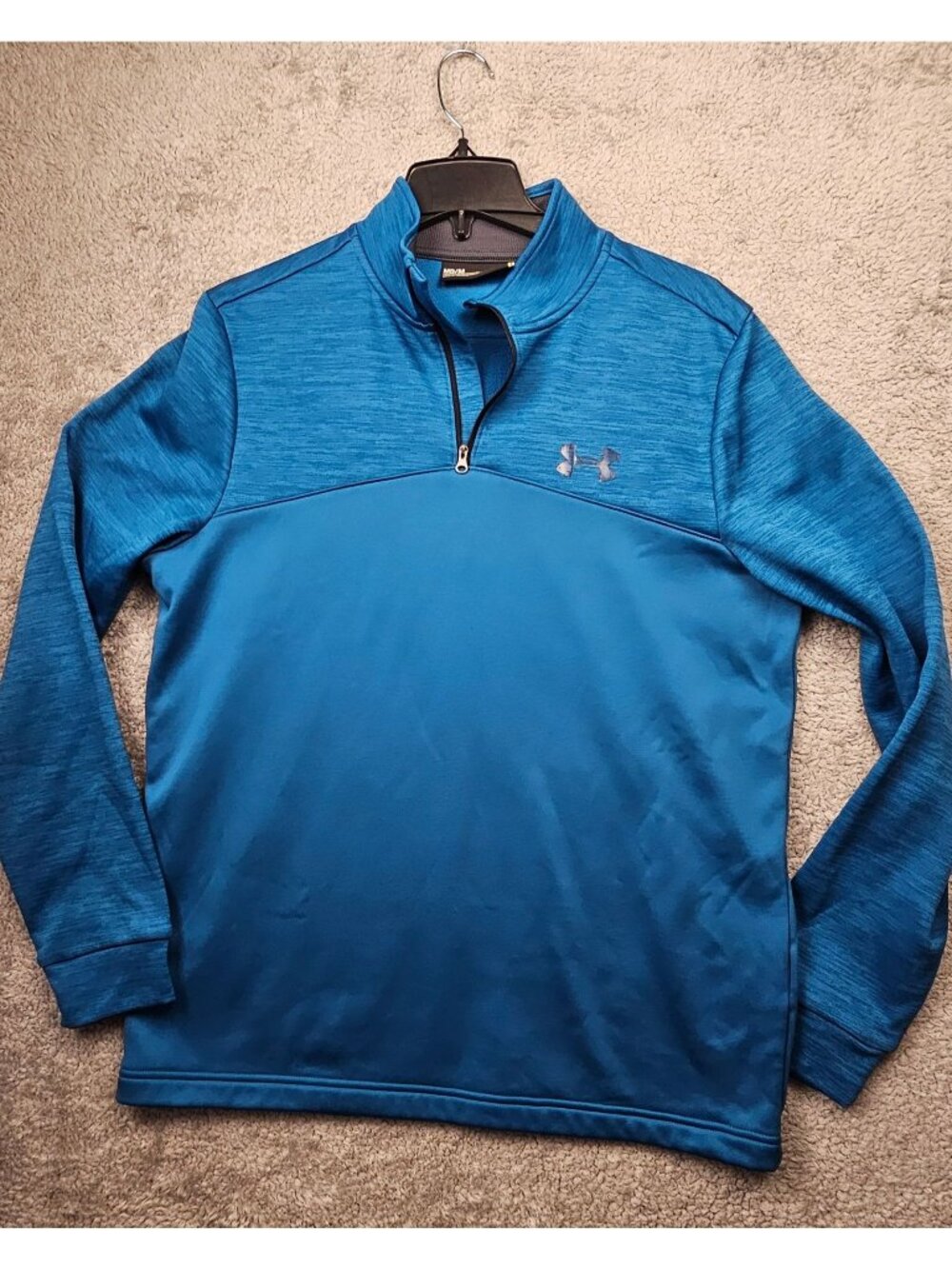 Under Armour Mens Blue Quarter-Zip Pullover Medium Loose-Fit